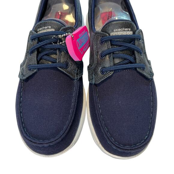 Skechers On-The-Go Low Women's Navy Blue Canvas Walking Sneakers Shoes Size 7 - Picture 1 of 16